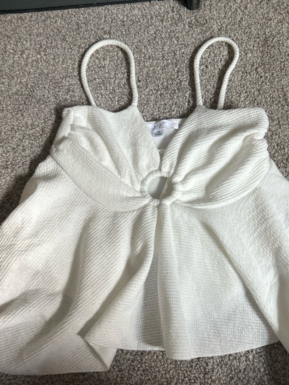 gaze White Ring-Front Textured Camisole
